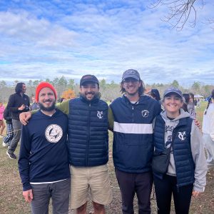 Sarah Carrigan ’16, Nathan Madeira ‘17, Tom Letourneau ‘13, and Jackson Hall ‘17 are coaching the Yarmouth, Maine, cross country team.