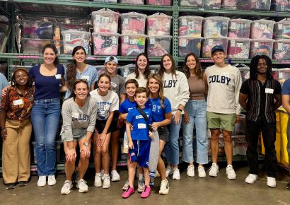 Colby volunteers at Cradles to Crayons in Newton, Mass., for Colby Alumni Day of Service 2026.