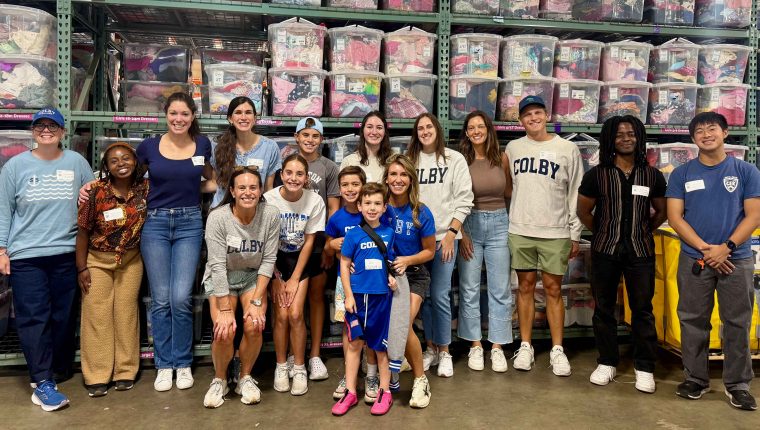 Colby volunteers at Cradles to Crayons in Newton, Mass., for Colby Alumni Day of Service 2026.